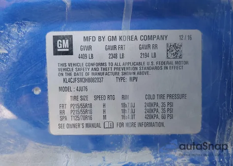 2017 Buick Encore Preferred Ii z USA, uszkodzony, nr VIN KL4CJFSM3HB082037